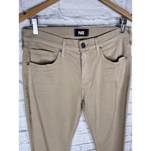 PAIGE Women's Tan Stretch Federal Straight Leg Pants US 30 - Picture 2 of 5